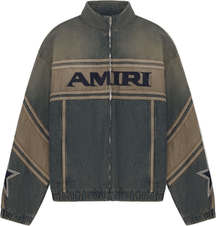 Amiri AMIRI SPORT DENIM TRACKJACKET WORN SLATE