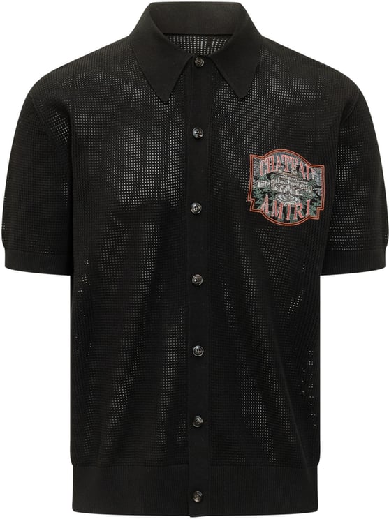Amiri Camicia Chateau Crochet con Colletto e Ricamo Frontale