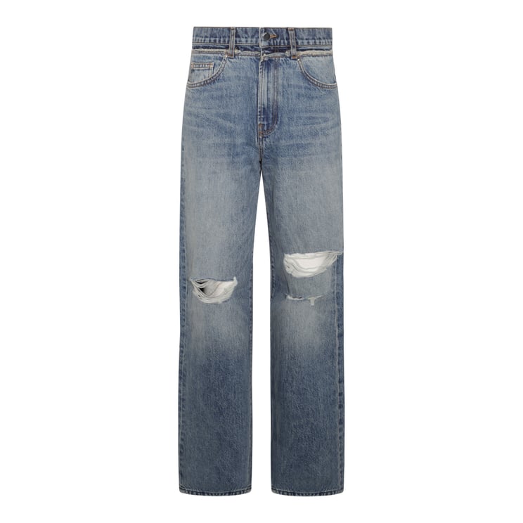 Amiri Distressed Blue Denim Jeans with Classic Straight-Leg Silhouette