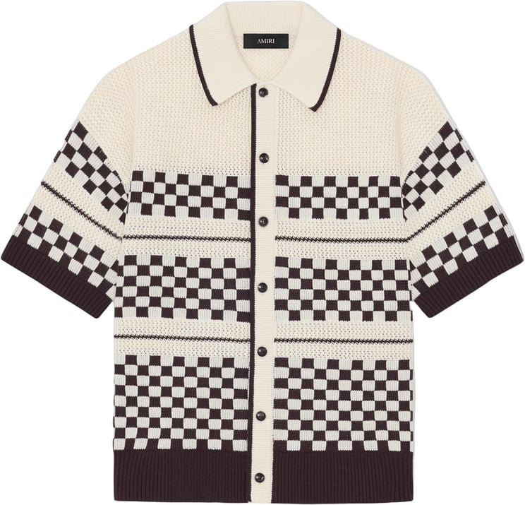 Amiri Geruit mesh overhemd in Alabaster
