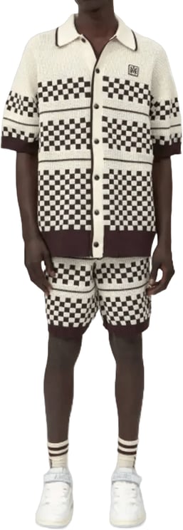 Amiri Geruit mesh overhemd in Alabaster