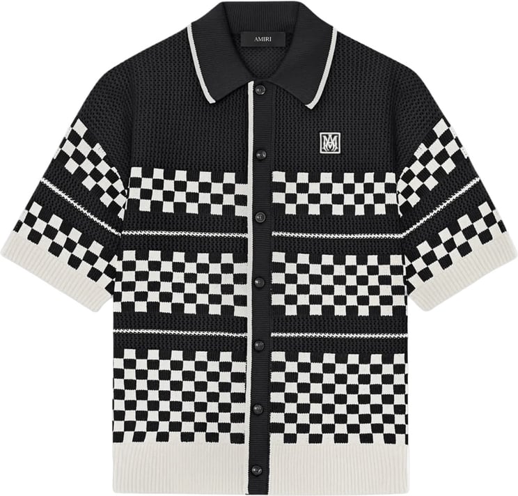 Amiri Geruit mesh shirt zwart
