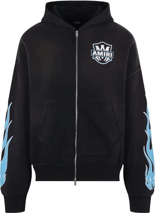Amiri MA FLAMES HOODIE MET ZITS, ZWART