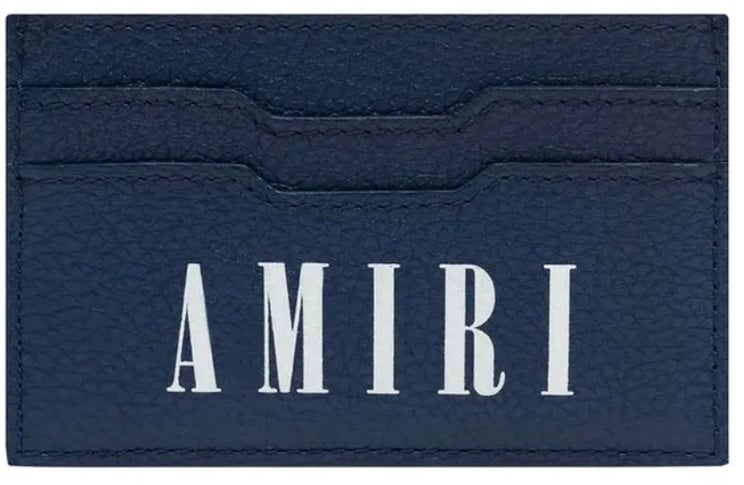 Amiri Amiri Logo Leather Kaarthouder 'Navy'