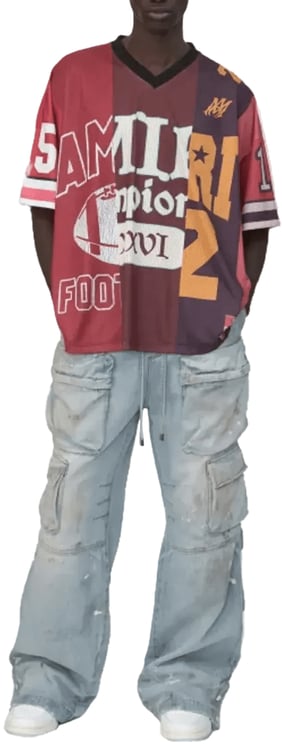 Amiri OVERSIZED T-SHIRT MET GESPLITSTE ZAKEN ROOD