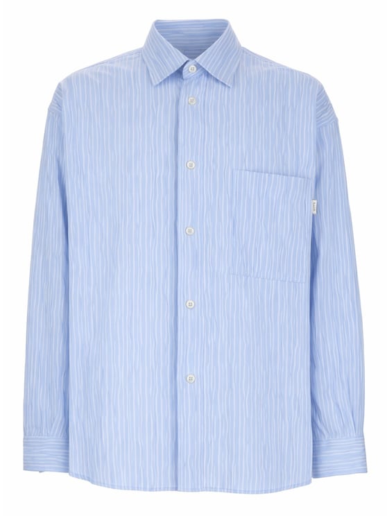 Amish Crinckle Relaxed Fit Vertical Stripes Shirt