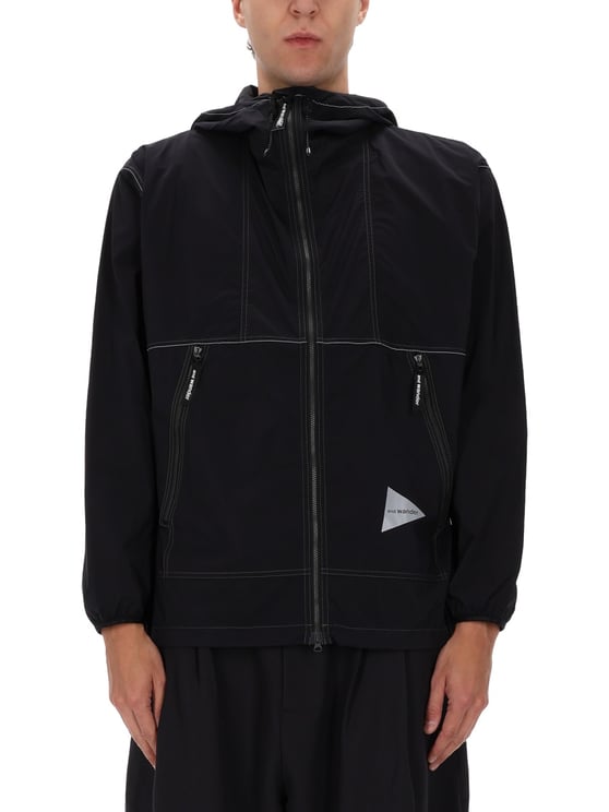 and wander Black Nylon Partex Reflective Hoodie