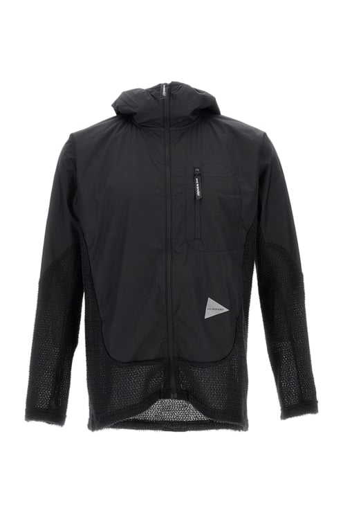 and wander Hooded Black Jacket With Fleece Inserts And Zip Detailing