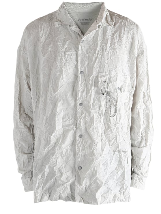 and wander Nylon Shirt With Ruffled Texture And Classic Collar