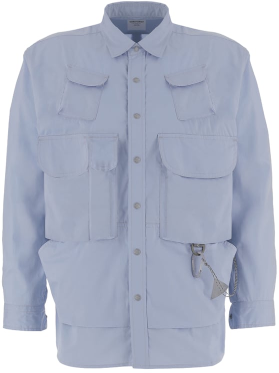 and wander Utility-Inspired Light Blue Cotton-Blend Shirt