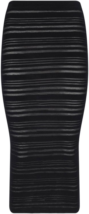 ANDREADAMO Black Semi-Transparent Ribbed Maxi Skirt