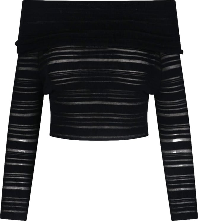 ANDREADAMO Striped Crop Top – Black