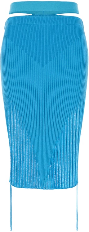 ANDREADAMO Andreadamo Turquoise stretch viscose blend skirt