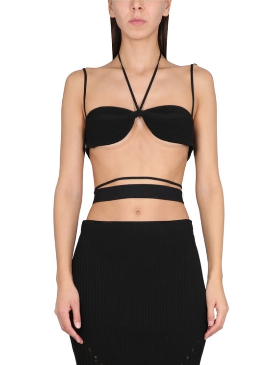 ANDREADAMO Black Ribbed Mini Top