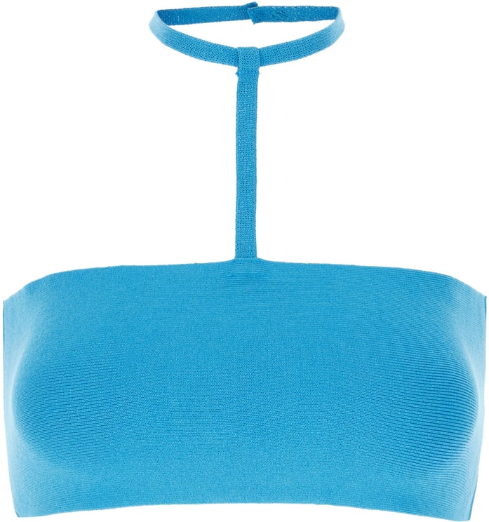 ANDREADAMO Andreadamo Turquoise stretch viscose blend top