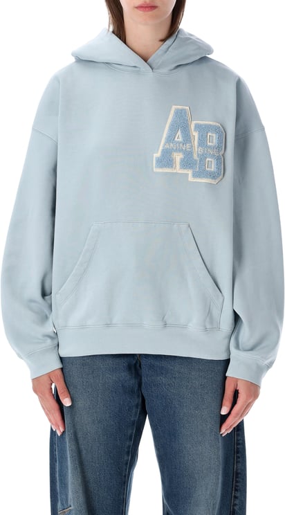 Anine Bing Harbey Hoodie Letter Man Washed Light Blue