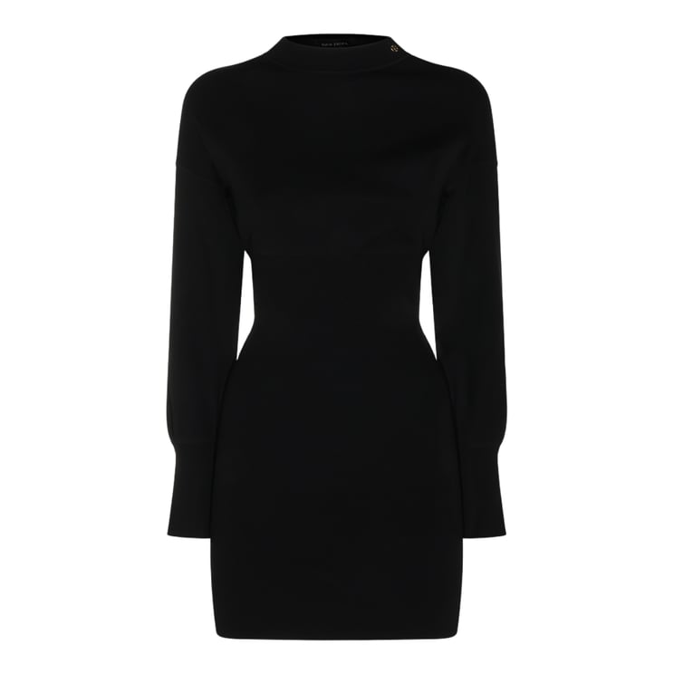Anine Bing Fitted Mini Dress with Long Sleeves and Metallic Detail