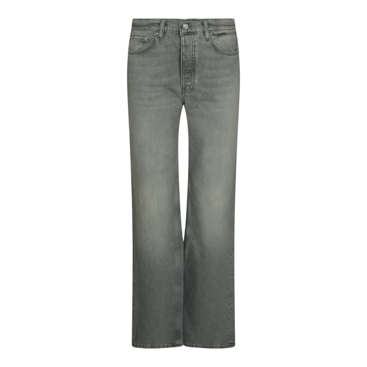 Anine Bing Straight-Leg Jeans With Faded Grey Wash And Classic Five-Pocket Styling