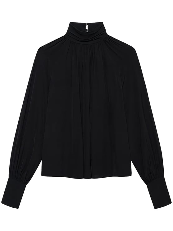 Anine Bing Gathered Neckline Knit Sweater with Dramatic Sleeves