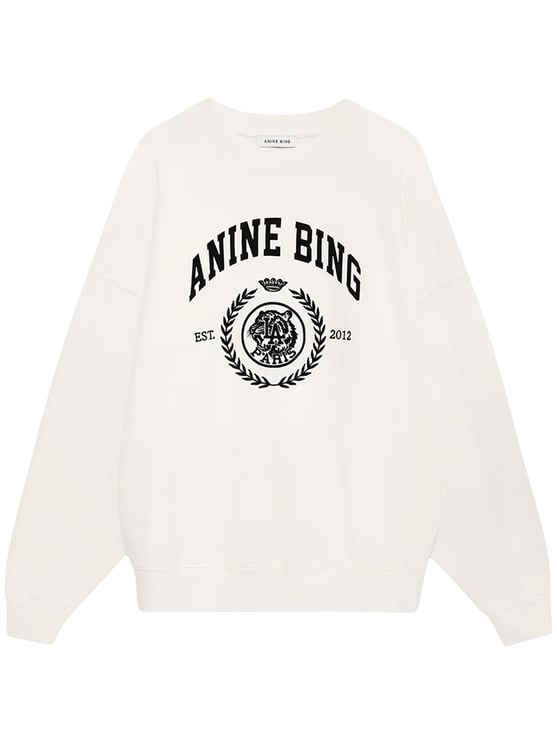 Anine Bing Collegiate Print Cotton Sweatshirt with Relaxed Fit