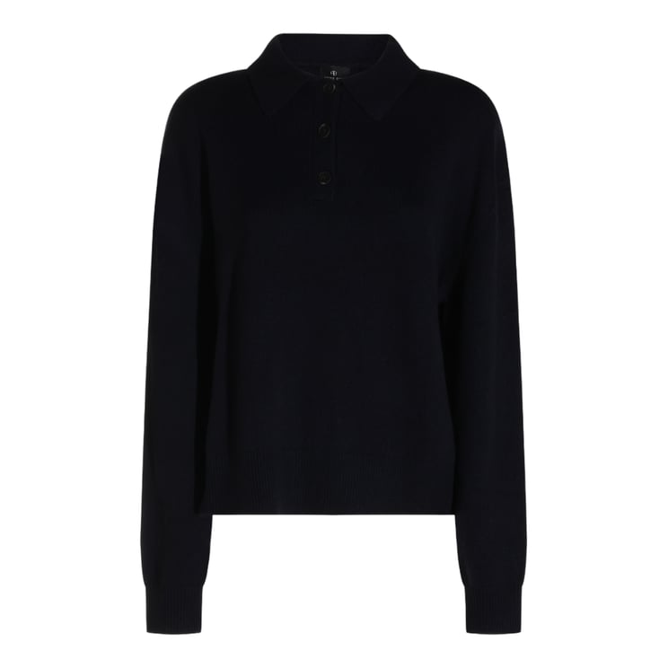 Anine Bing Polo Collar Sweater with Ribbed Detailing