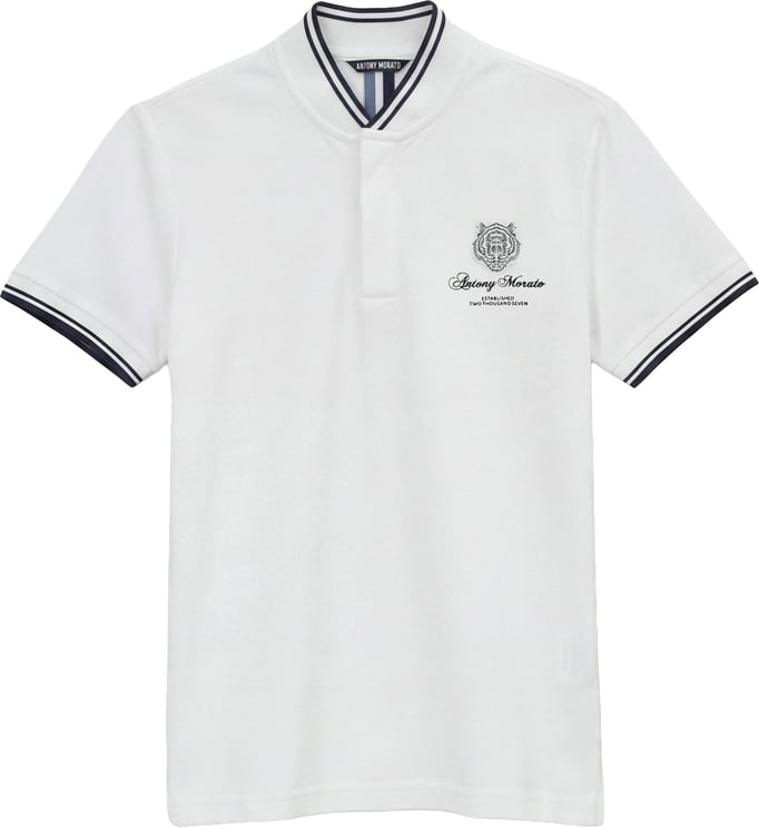 Antony Morato POLO REGULAR FIT KOREAN COLLAR IN PIQUET FABRIC WITH TIGER PRINT PATCH AND MATT PLASTIC  LOGO