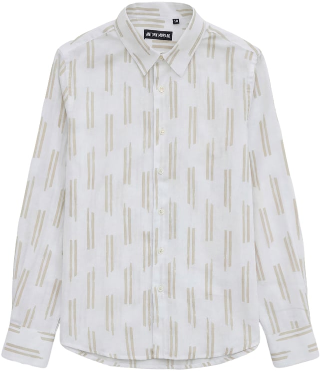 Antony Morato SHIRT REGULAR FIT IN SOFT TOUCH PRINTED WITH LOGOED METAL BADGE
