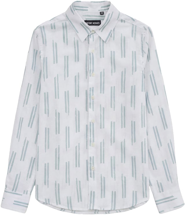 Antony Morato SHIRT REGULAR FIT IN SOFT TOUCH PRINTED WITH LOGOED METAL BADGE