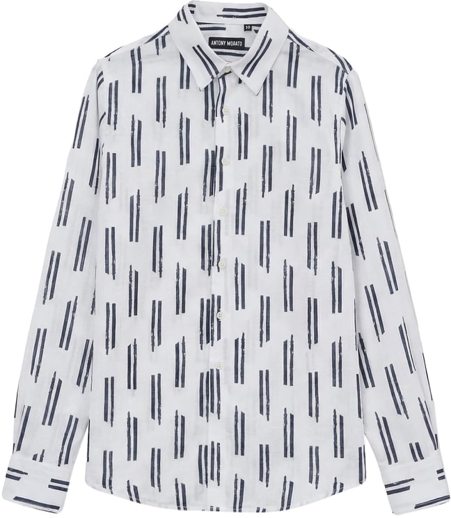 Antony Morato SHIRT REGULAR FIT IN SOFT TOUCH PRINTED WITH LOGOED METAL BADGE