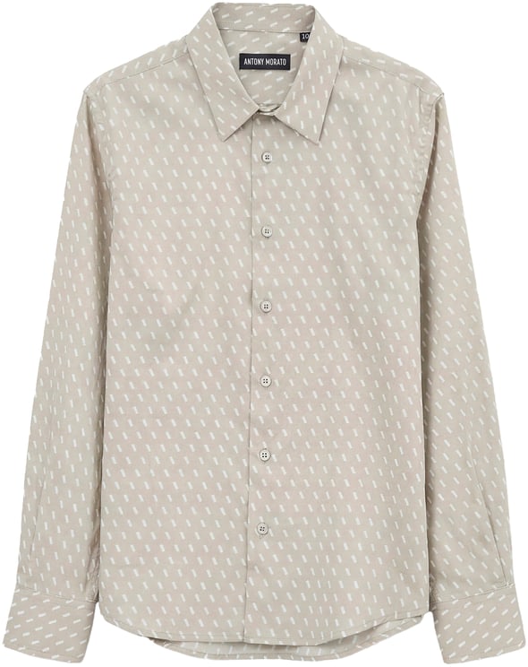 Antony Morato SHIRT REGULAR FIT IN SOFT TOUCH PRINTED WITH LOGOED METAL BADGE