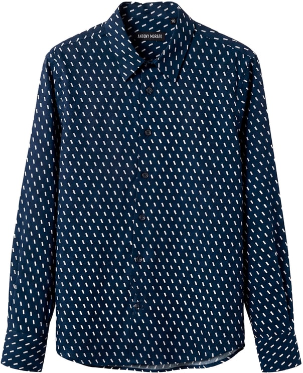 Antony Morato SHIRT REGULAR FIT IN SOFT TOUCH PRINTED WITH LOGOED METAL BADGE