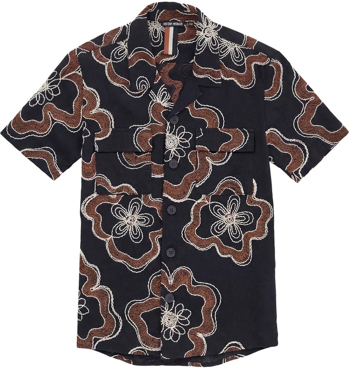 Antony Morato SHIRT REGULAR FIT IN EMBROIDERED COTTON  FABRIC WITH LOGOED METAL BADGE