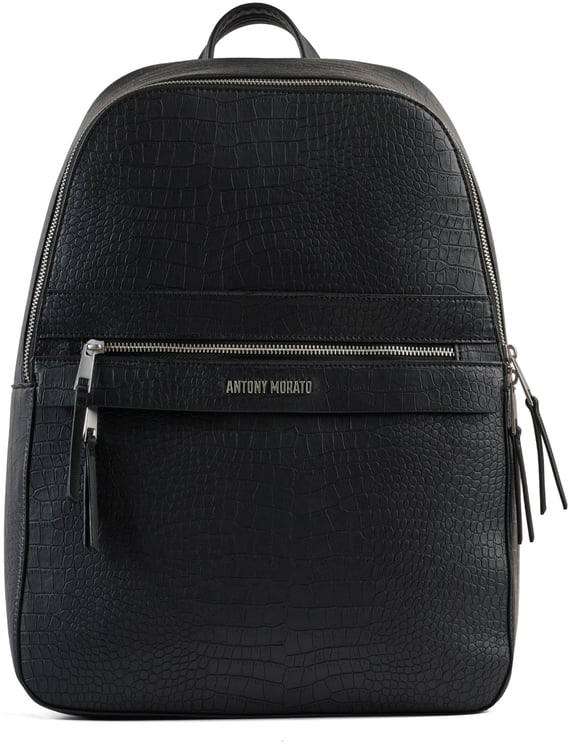Antony Morato BACKPACK IN FAUX LEATHER CROCODILE PRINT.METAL ZIP POCKETS.LOGO RIVET.SMART SLEEVE ON BACK