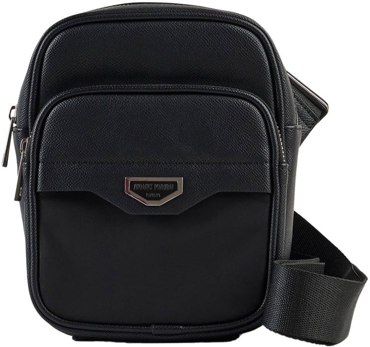 Antony Morato REPORTER BAG IN NYLON AND FAUX LEATHER.METAL ZIP POCKET.3D LOGO METAL PLATE.ADJUSTABLE STRAP