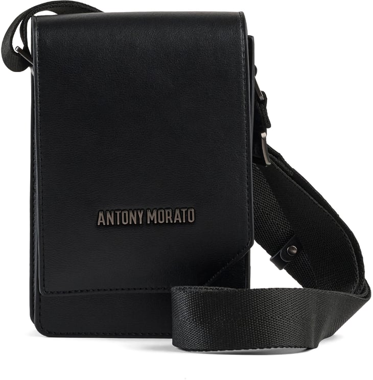 Antony Morato MINI MESSENGER IN FAUX LEATHER.LOGO RIVET.ADJUSTABLE STRAP