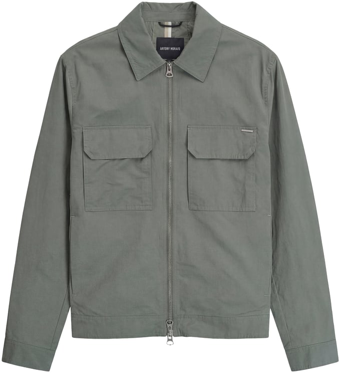 Antony Morato COAT RELAXED FIT IN DOBBY FABRIC WITH RUBBER LOGO PATCH PLAQUETTE AND ZIP TWO WAY