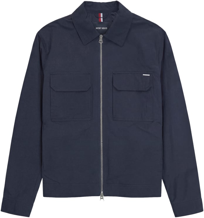 Antony Morato COAT RELAXED FIT IN DOBBY FABRIC WITH RUBBER LOGO PATCH PLAQUETTE AND ZIP TWO WAY