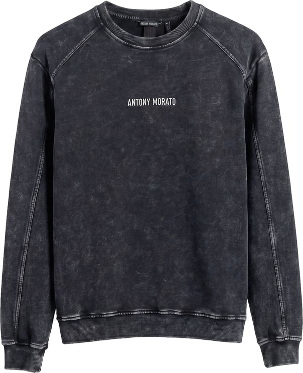 Antony Morato SWEATSHIRT RELAXED FIT WITH SILVER LOGO PRINT WITH  SULPHUR DYE + STONE +SNOW WASH