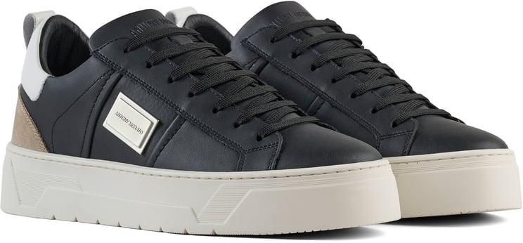 Antony Morato SNEAKER METAL MOOSE IN COATED LEATHER SMOOTH AND TUMBLED TRIMS.3D LOGO METAL PLATE.PLATFORM SOLE