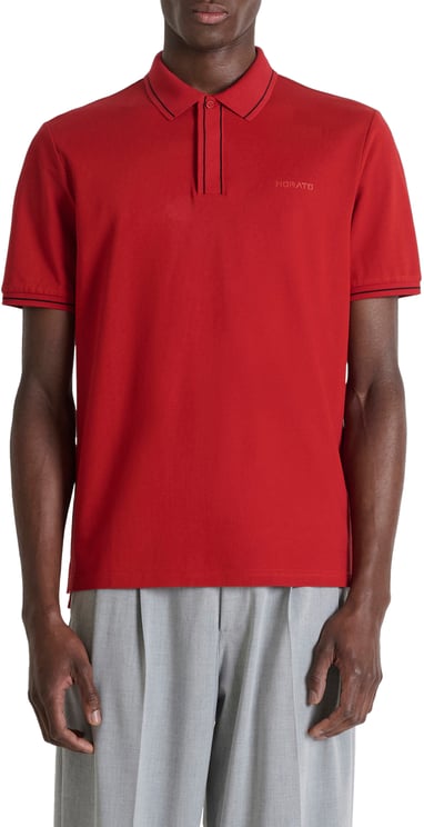 Antony Morato POLO REGULAR FIT AND STRIPED RIB IN MERCERIZED PIQUET COTTON FABRIC WITH RUBBER INJECTION LOGO PRINT