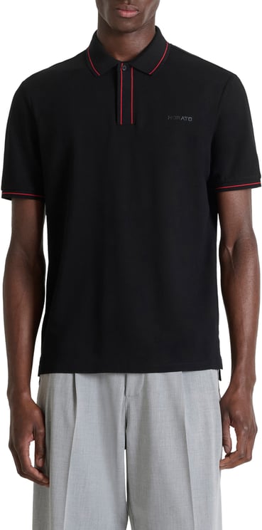 Antony Morato POLO REGULAR FIT AND STRIPED RIB IN MERCERIZED PIQUET COTTON FABRIC WITH RUBBER INJECTION LOGO PRINT