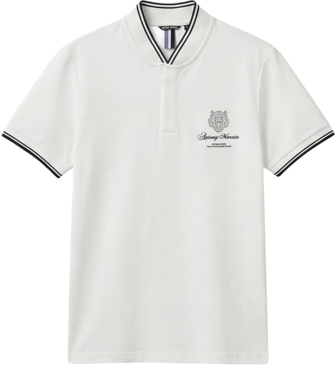 Antony Morato POLO REGULAR FIT IN PIQUET WITH KOREAN COLLAR WITH TIGER PATCH  AND MATT PLASTIC LOGO  PRINT