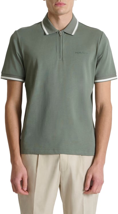 Antony Morato POLO REGULAR FIT WITH STRIPED RIB ON COLLAR AND CUFFS IN SOFT JERSEY COTTON FABRIC WITH LOGO FOAM