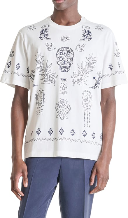 Antony Morato T-SHIRT RELAXED FIT IN COTTON  JERSEY FABRIC WITH WATER PRINT IN CONTRAST COLOR