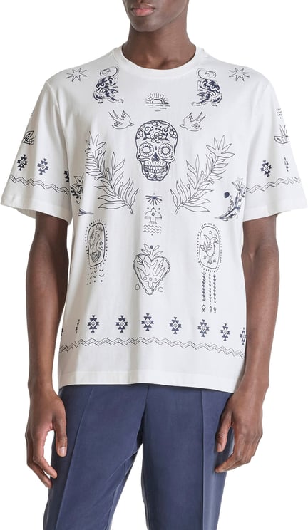 Antony Morato T-SHIRT RELAXED FIT IN COTTON  JERSEY FABRIC WITH WATER PRINT IN CONTRAST COLOR