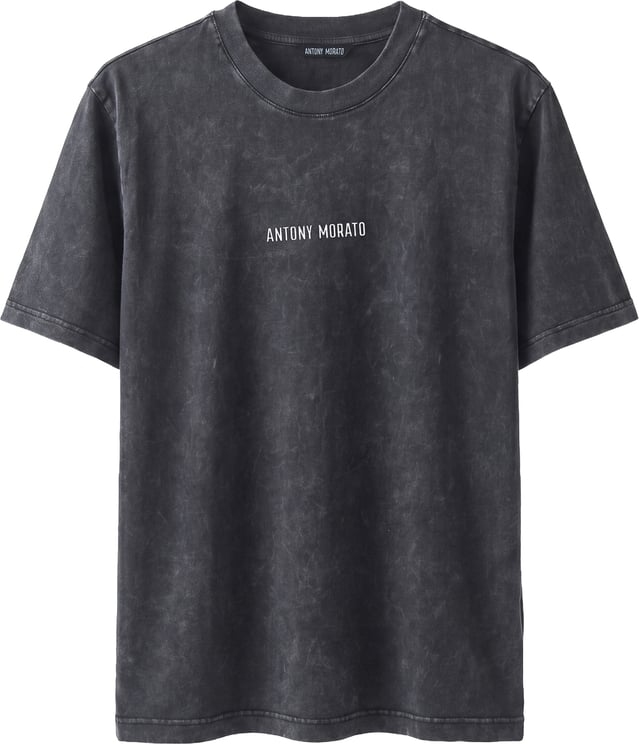 Antony Morato T-SHIRT RELAXED FIT IN JERSEY COTTON FABRIC WITH  LOGO PRINT ON FRONT SULPHUR DYE, STONE, SNOW WASH
