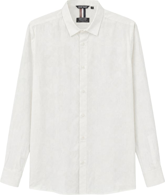 Antony Morato SHIRT BARCELONA REGULAR  STRAIGHT FIT IN SOFT TOUCH JACQUARD COTTON FABRIC WITH LOGOED  BADGE
