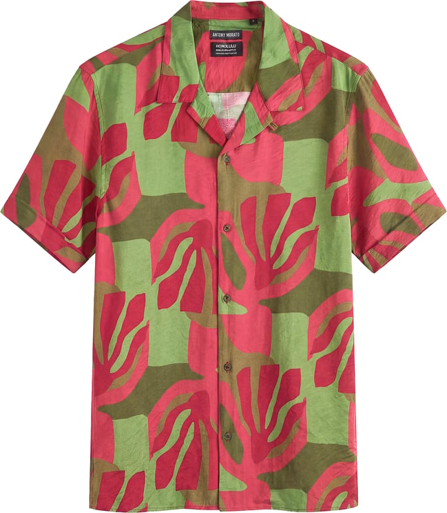 Antony Morato SHIRT HONOLULU RELAXED STRAIGHT FIT IN WRINKLED PRINTED  WITH LOGOED  BADGE