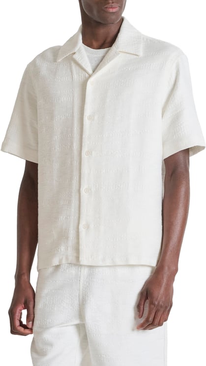 Antony Morato SHIRT DOVER RELAXED FIT IN JACQUARD COTTON  BLEND FABRIC WITH LOGOED  BADGE