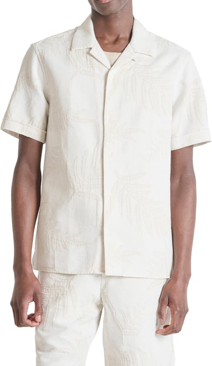 Antony Morato SHIRT HONOLULU RELAXED FIT IN JACQUARD COTTON FABRIC WITH LOGOED  BADGE